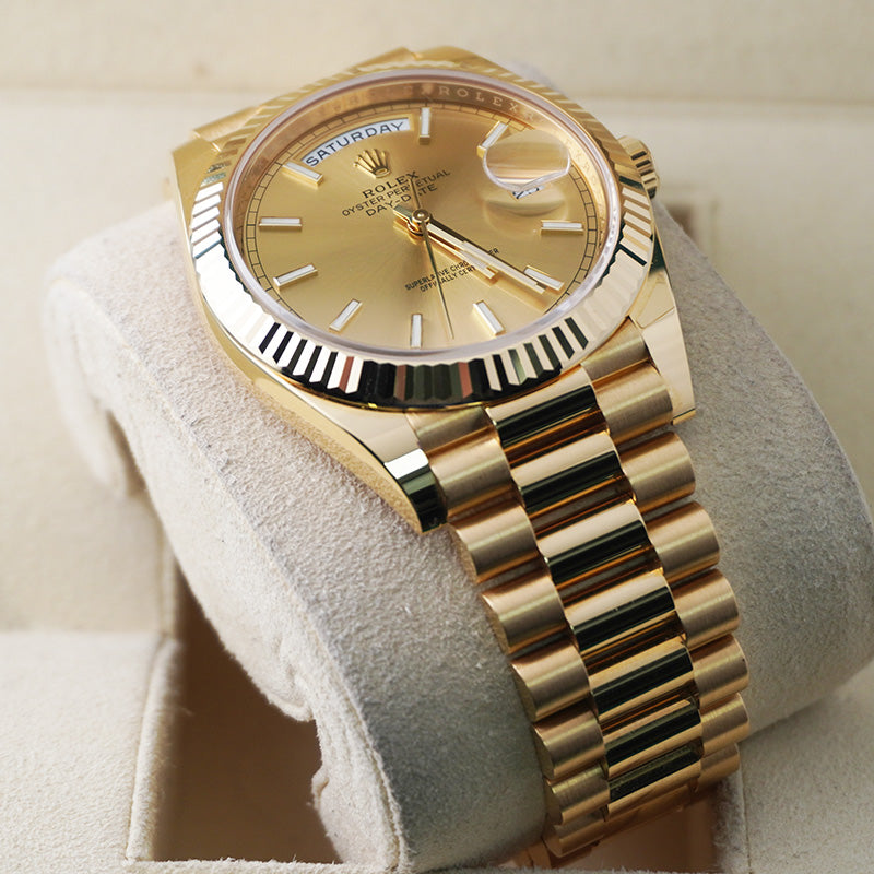 Rolex Day-Date 40 228238 Fluted Bezel Champagne Dial