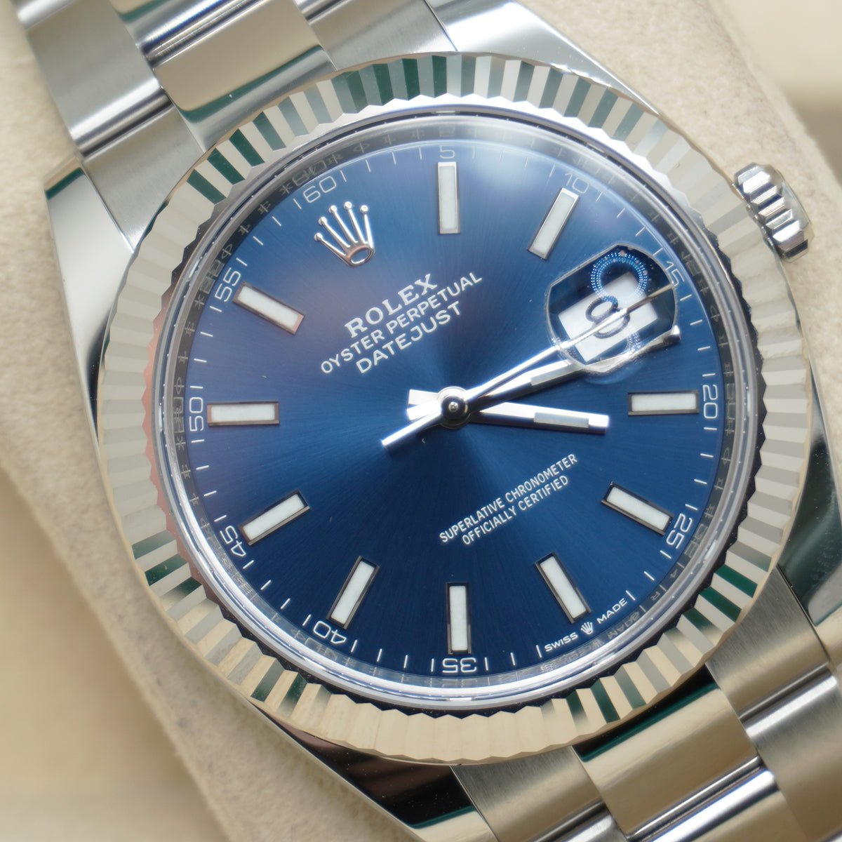 Rolex Datejust 41mm Bright Blue Dial Fluted Bezel 126334