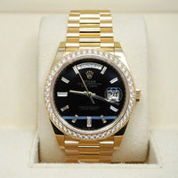 Rolex Day-Date 40 Presidential 228348RBR Diamond Bezel Baguette Onyx Dial