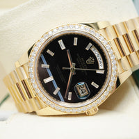 Rolex Day-Date 40 Presidential 228348RBR Diamond Bezel Baguette Onyx Dial