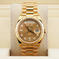 Rolex Day-Date 36mm Presidential 128238 Fluted Bezel Champagne Diamond Dial
