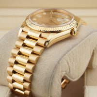 Rolex Day-Date 36mm Presidential 128238 Fluted Bezel Champagne Diamond Dial