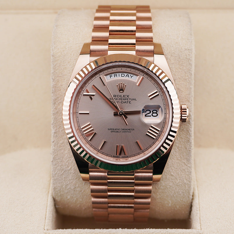 Rolex Day-Date 40 Presidential 228235 Fluted Bezel Sundust Dial