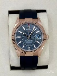 2025 Rolex Sky-Dweller 336235 Rose Gold Oysterflex Rhodium Dial