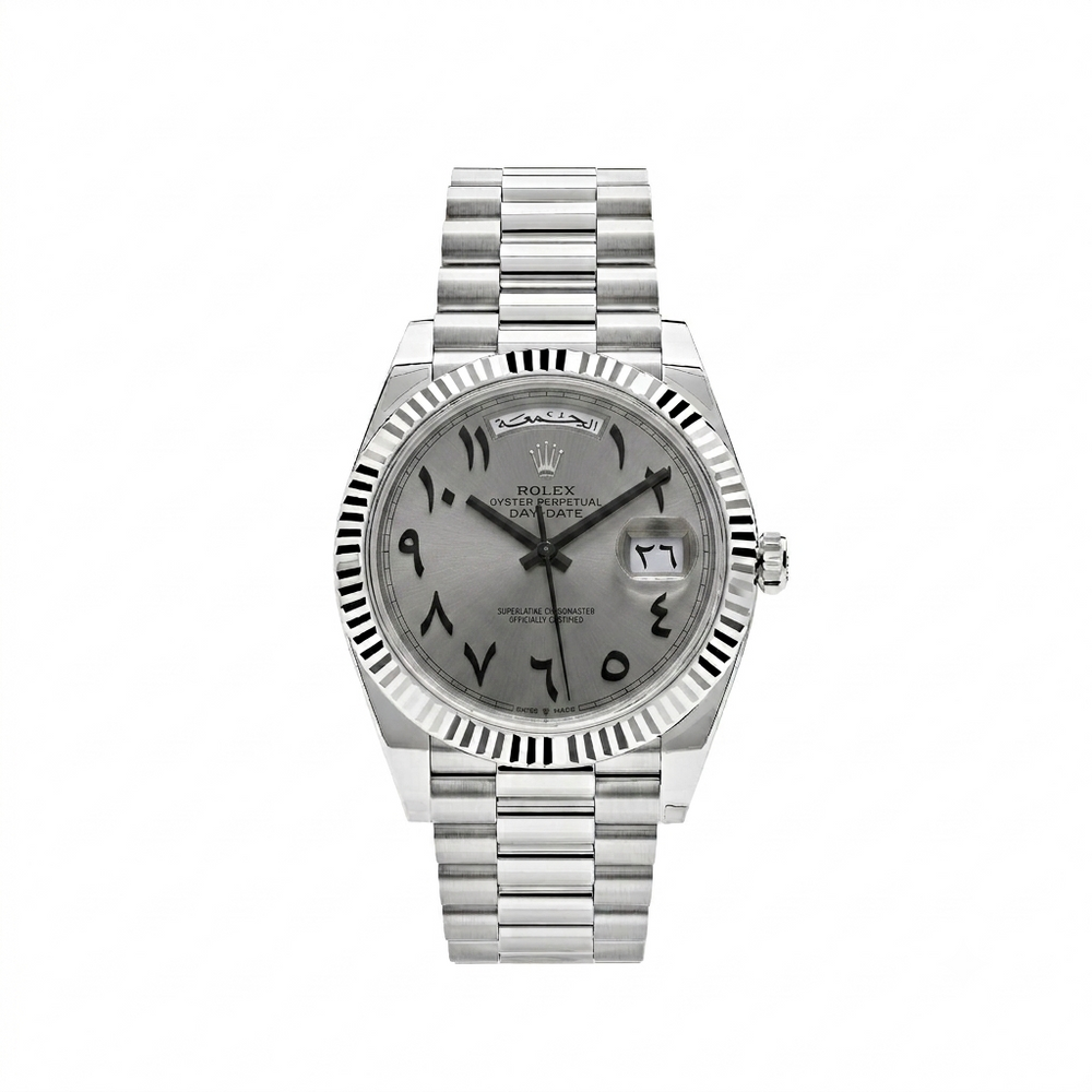 Rolex Day-Date 40 Platinum "Custom Slate Gray Arabic Dial" (Reference: 228236 - Modified)