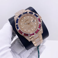 Rolex GMT-Master II "Saru" 40mm 126755SARU Rose Gold Pave Rose Dial