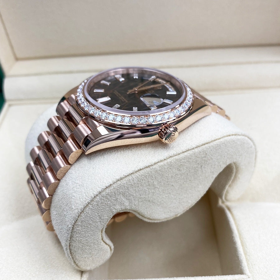 Rolex Day-Date 40 Presidential 228345RBR Diamond Bezel Baguette Eisenkiesel Dial