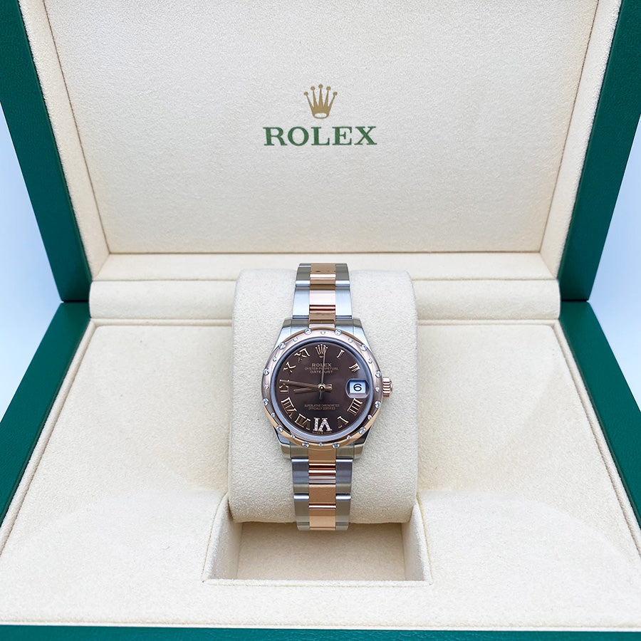 Rolex Datejust 31mm Chocolate Diamond Roman Dial Rose/Diamond Bezel 278341RBR