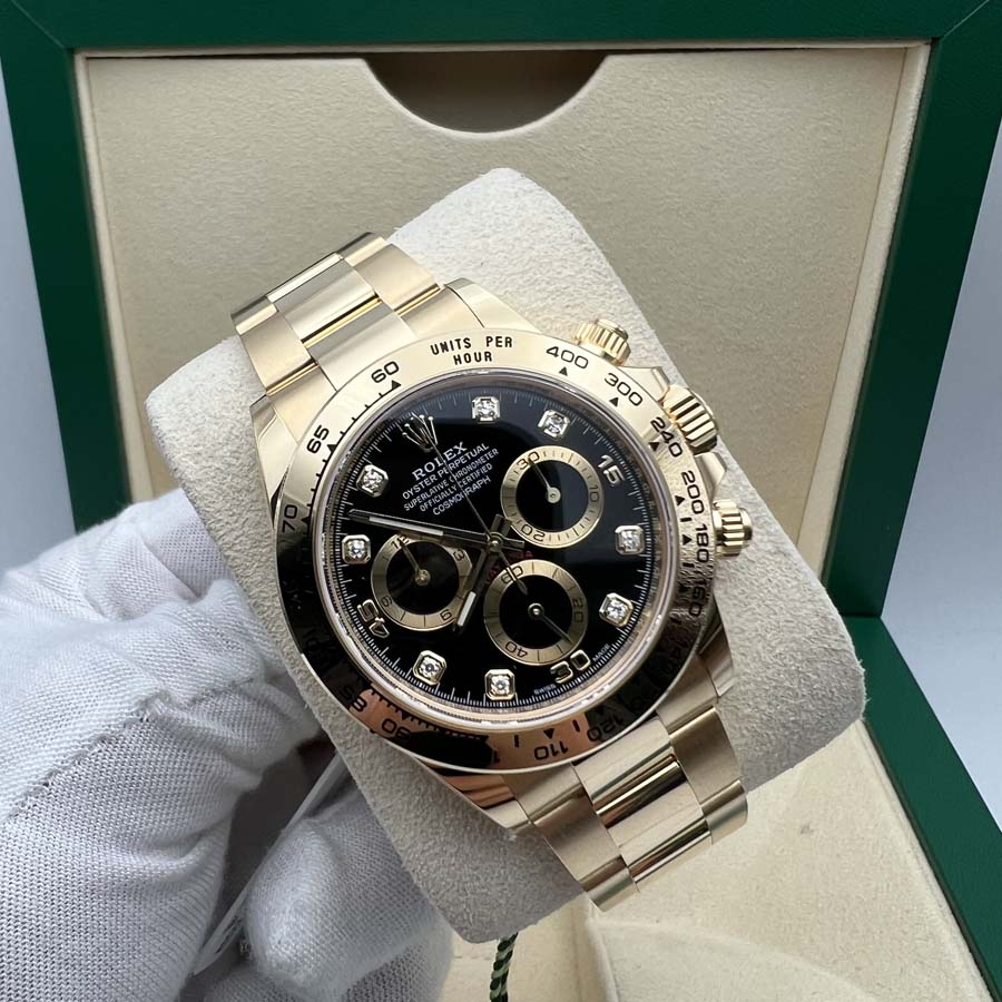 Rolex Daytona 40mm Yellow Gold 116508 Black Diamond Dial