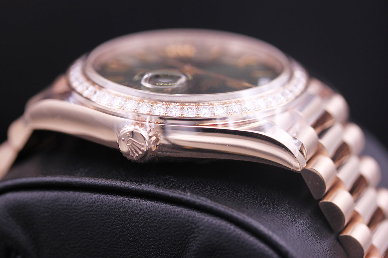 Rolex Day-Date 40 Presidential 228345RBR Diamond Bezel Olive Green Dial