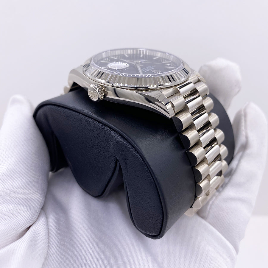 Rolex Day-Date 40 Presidential 228239 Fluted Bezel Black Dial