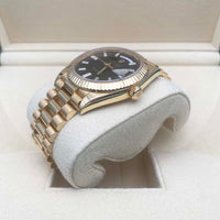 Rolex Day-Date 40 Presidential 228238 Fluted Bezel Baguette Diamond Black Dial