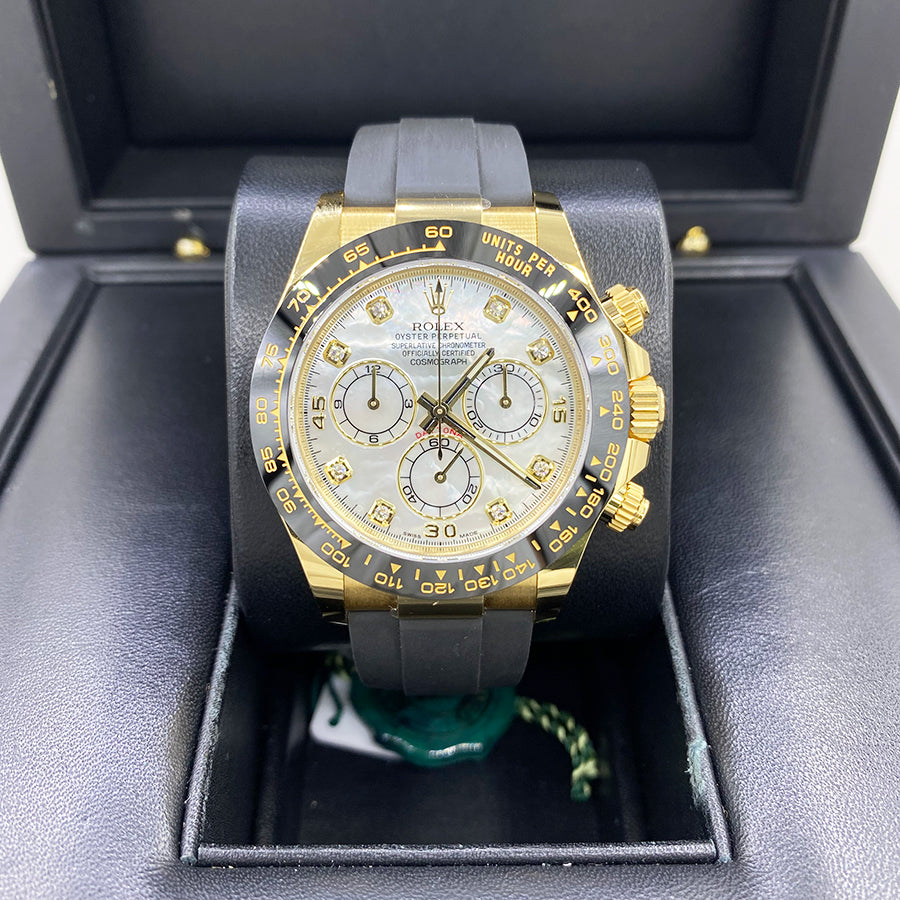 Rolex Daytona 40mm Oyster Flex 116518LN White Mother Of Pearl Diamond Dial