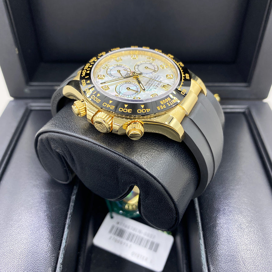 Rolex Daytona 40mm Oyster Flex 116518LN White Mother Of Pearl Diamond Dial