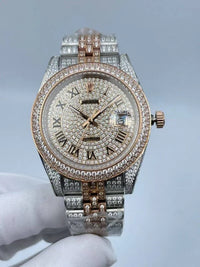 Rolex Datejust 12CTW Natural Diamond Stainless Steel White Rose Watch 36mm