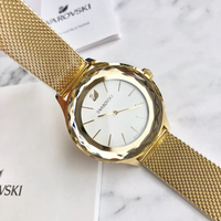 Swarovski Octea Nova Gold Mesh Bracelet White Dial Quartz Watch for Ladies - 5430417