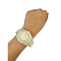ROLEX DATE-JUST 36mm QUICKSET￼ TWO-TONE BAND 14ct DIAMONDS ROMAN NUMERALS FACE