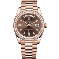 Rolex Day-Date 40 Presidential 228345RBR Diamond Bezel Baguette Chocolate Dial