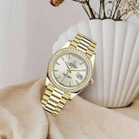 Rolex Day-Date 40 Presidential 228398TBR Baguette Diamond Bezel Silver Dial