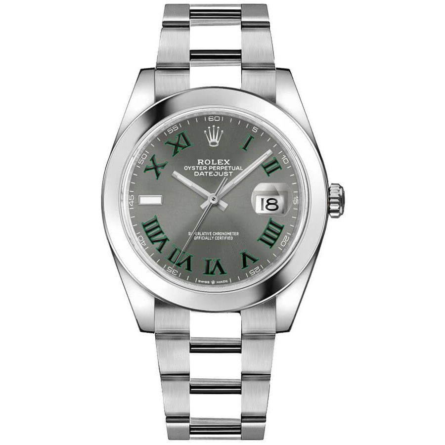 Rolex Datejust 41mm Slate Roman Numeral Dial Smooth Bezel 126300