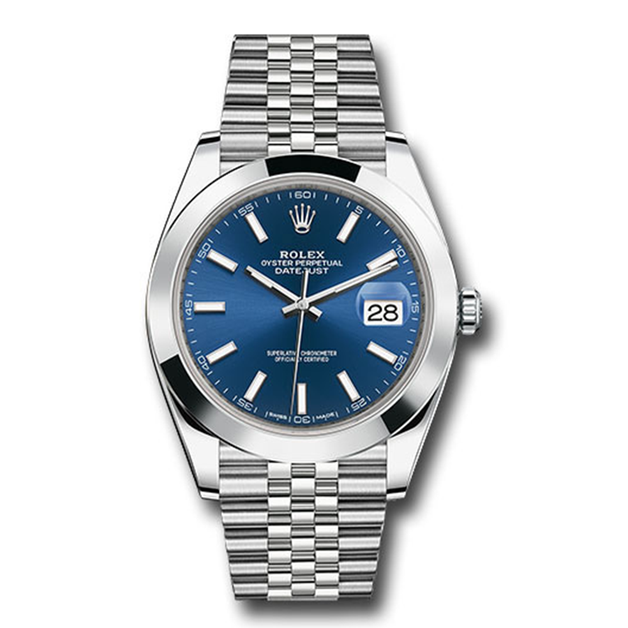 Rolex Datejust 41mm Bright Blue Dial Smooth Bezel 126300