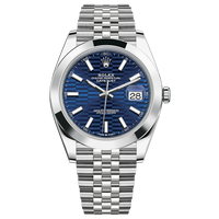 Rolex Datejust 41mm Bright Blue Fluted Dial Smooth Bezel 126300