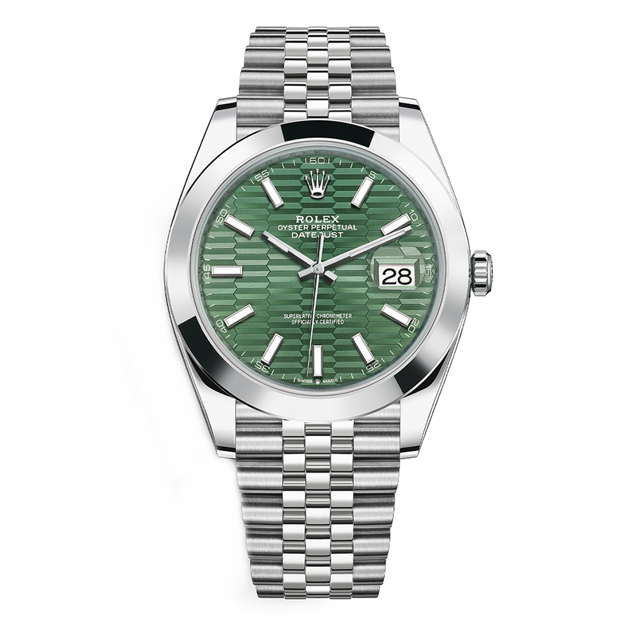 Rolex Datejust 41mm Mint Green Fluted Dial Smooth Bezel 126300