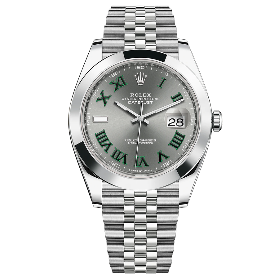 Rolex Datejust 41mm Slate Roman Numeral Dial Smooth Bezel 126300