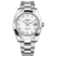Rolex Datejust 41mm White Roman Numeral Dial Smooth Bezel 126300