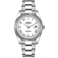 Rolex Datejust 41mm White Roman Numeral Dial Fluted Bezel 126334