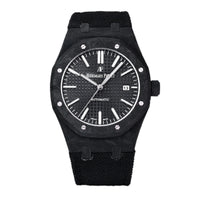 Royal Oak 15400 Black Dial in Carbon Fibre on Black Nylon Strap