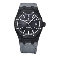 Royal Oak 15400 Black Dial in Carbon Fibre on Grey Nylon Strap