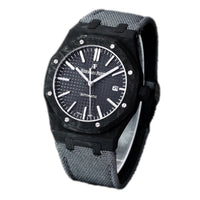 Royal Oak 15400 Black Dial in Carbon Fibre on Grey Nylon Strap