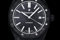 Royal Oak 15400 Black Dial in Carbon Fibre on White Nylon Strap