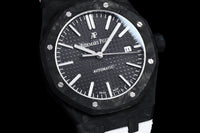 Royal Oak 15400 Black Dial in Carbon Fibre on White Nylon Strap