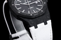 Royal Oak 15400 Black Dial in Carbon Fibre on White Nylon Strap