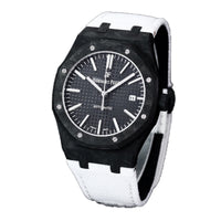 Royal Oak 15400 Black Dial in Carbon Fibre on White Nylon Strap