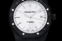 Royal Oak 15400 White Dial in Carbon Fibre on White Nylon Strap