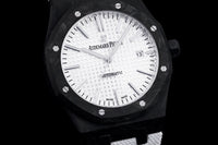 Royal Oak 15400 White Dial in Carbon Fibre on White Nylon Strap
