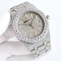 Audemars Piguet Royal Oak, specifically an "iced out" or diamond-paved version.