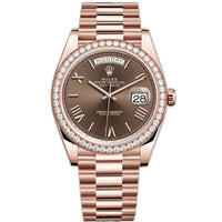 Rolex Day-Date 40 Presidential 228345RBR  Diamond Bezel Chocolate Dial