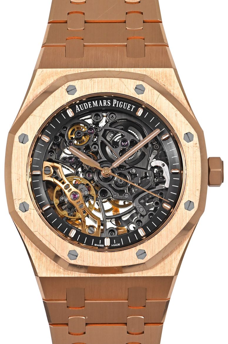 Latest Collection Rose gold With Black Skeleton Dial