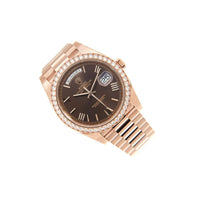 Rolex Day-Date 40 Presidential 228345RBR Diamond Bezel Baguette Chocolate Dial