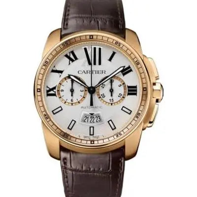 Cartier Calibre de Cartier W710 Silver Dial, Pink Gold, 42.0 mm, Alligator Leather
