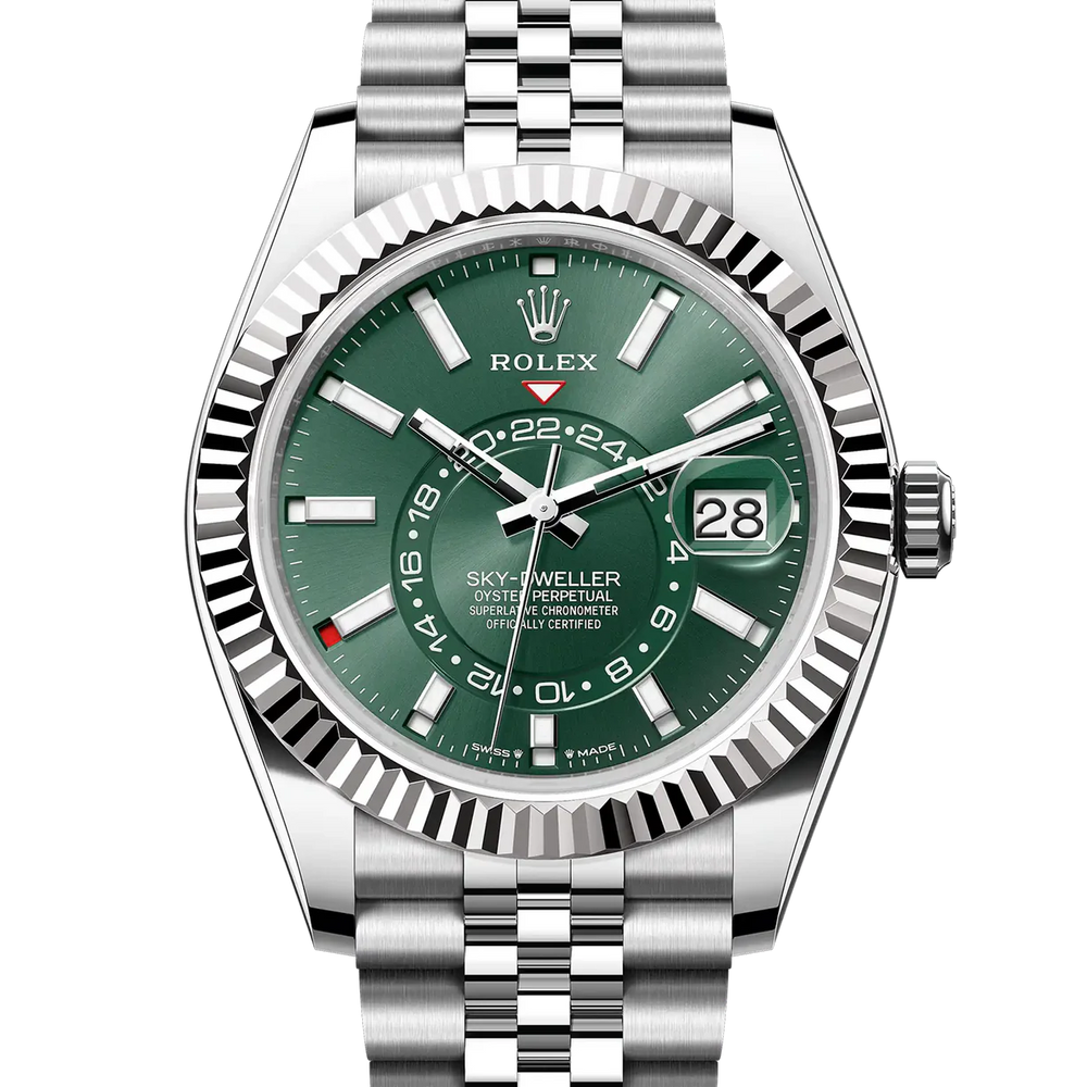 Rolex Sky Dweller Mint Green Dial Oystersteel and White Gold Jubilee 336934