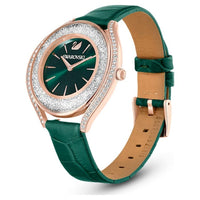 Swarovski Crystalline Aura Green Leather Strap Green Dial Quartz Watch for Ladies - 5644078