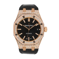 Buy Audemars Piguet Royal Oak Gold Black Dial Custom Diamond
