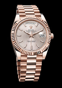 Rolex Day-Date 40 Presidential 228235 Fluted Bezel Sundust Striped Motif Dial