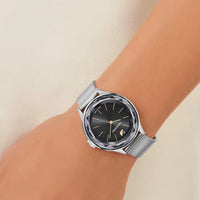 Swarovski Octea Nova Silver Mesh Bracelet Black Dial  Quartz Watch for Ladies - 5430420