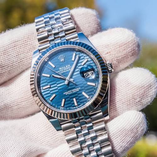Rolex Datejust 41mm Bright Blue, Fluted Motif Dial Fluted Bezel 126334